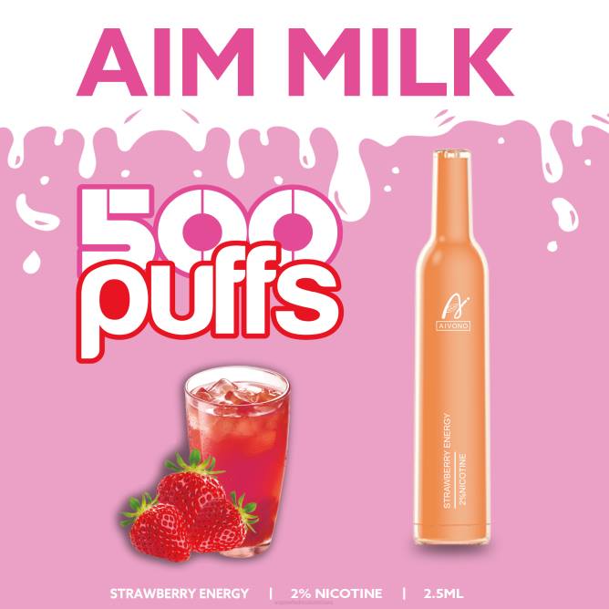 Aivono AIM MILK 500 braškių energija - 4FRZ266 Vape Wholesaler