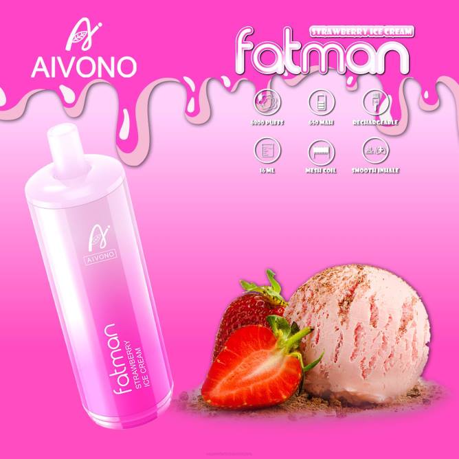 Aivono FATMAN 6800 braškių ledų - 4FRZ21 Vape Wholesaler