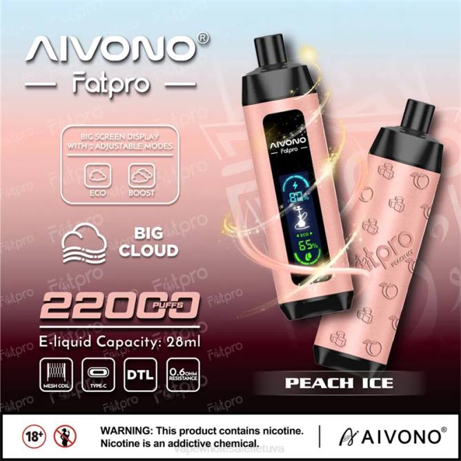 Aivono Fatpro 22000 persikų ledas - 4FRZ5 Vape Lietuva