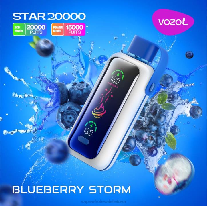 VOZOL STAR 20 000 6N205 mėlynių audra Vape Lietuva